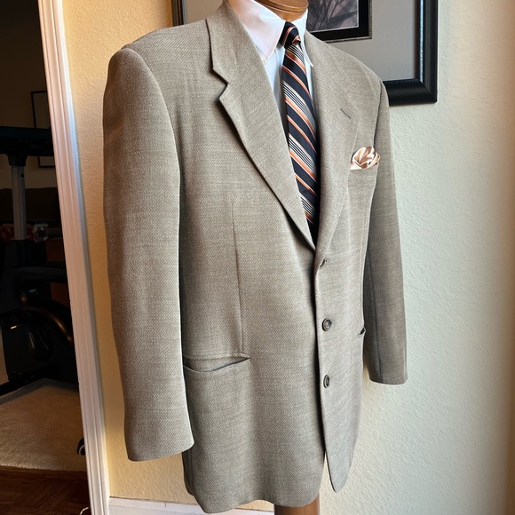 VIVA VINTAGE!  Vestimenta Wool Blend Tan Weave Jacket Size 42R - Picture 9 of 15